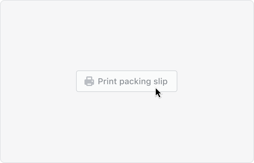 A "print packing slip" button that is grayed out and inactive.
